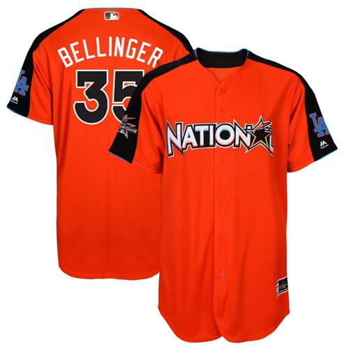 Dodgers #35 Cody Bellinger Orange All-Star National League Stitched MLB Jersey - Click Image to Close
